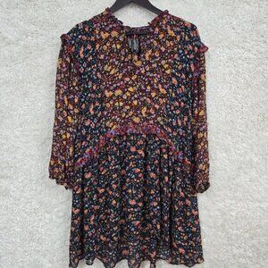 Anthropologie Helene Floral Tunic Dress LP Long Sleeve Boho Cottage